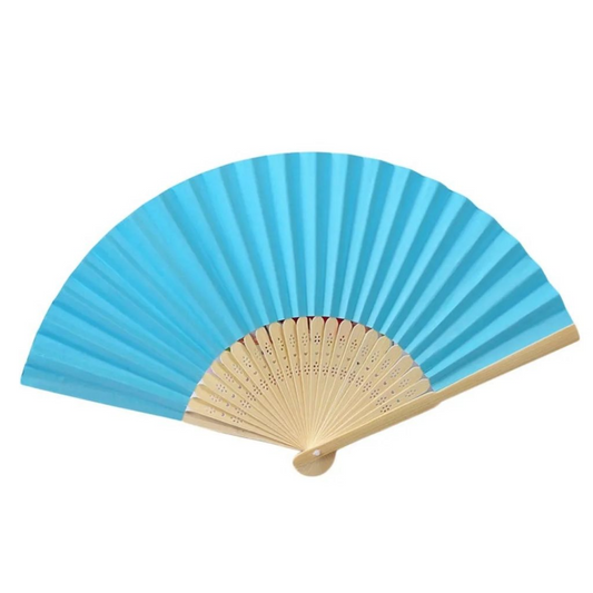 Abanico De Bamboo Celeste
