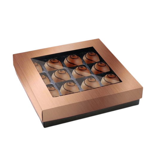 Caja Rosa Gold para 12 Chocolates