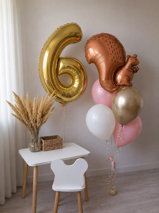 Globos del bosque y número