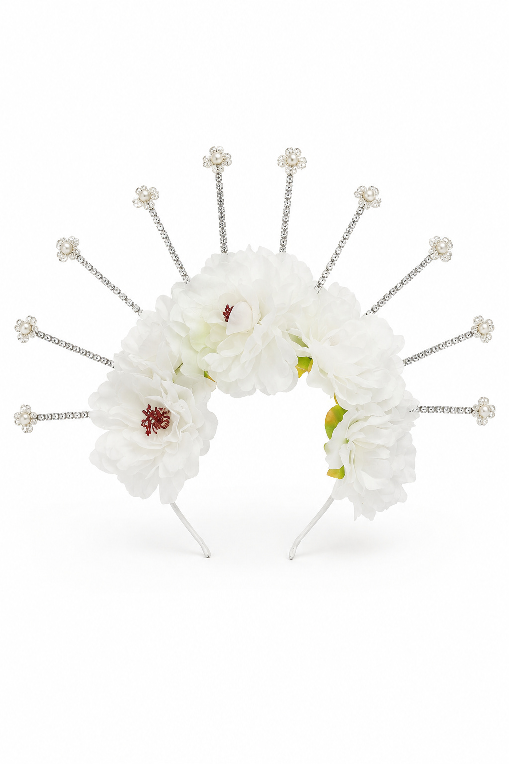 Corona Novia Con Flores y Brillos