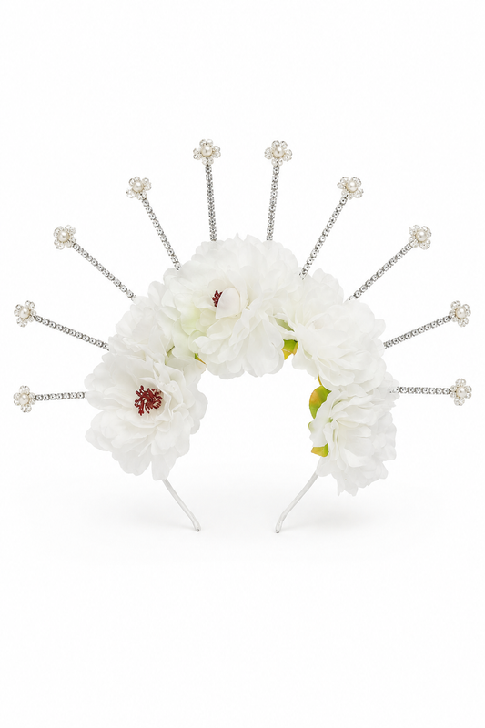 Corona Novia Con Flores y Brillos