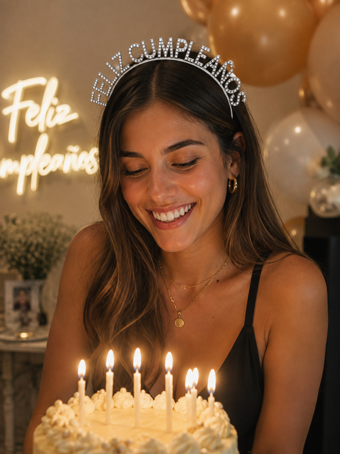 Vincha "Feliz Cumpleaños" Brillos