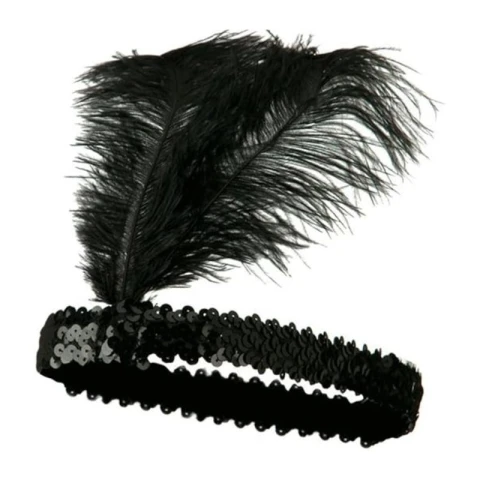 Vincha con Pluma Charleston  Negra