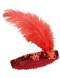 Vincha con Pluma Charleston  Roja