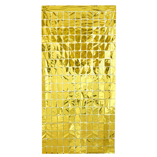 Cortina Metalizada Espejos Dorados
