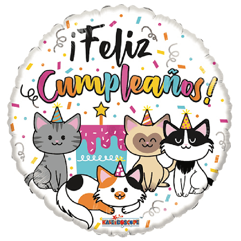 Globo Feliz Cumpleaños Gatitos
