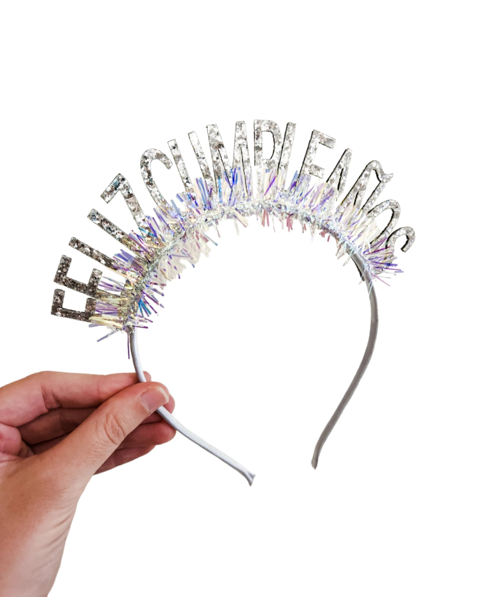 Vincha Feliz Cumpleaños Plata