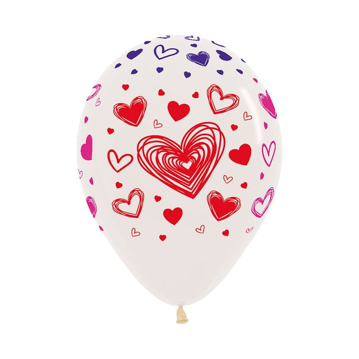 Globo Cristal Corazones 3 Tintas Transparente R-12 x12