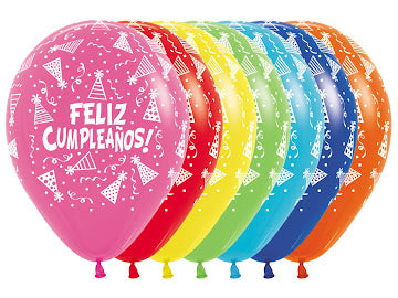 Globo Fashion Mix Feliz Cumpleaños Gorritos R-12 x12