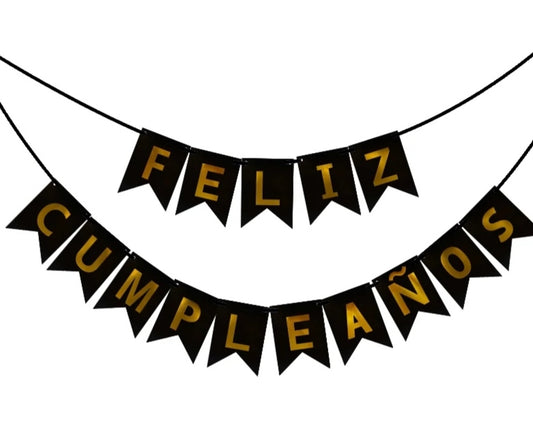 Banderín Feliz Cumpleaños Negro