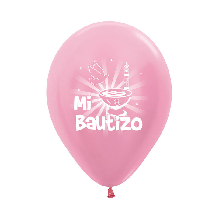 Globo Satín Rosa Mi Bautizo R-12 x12