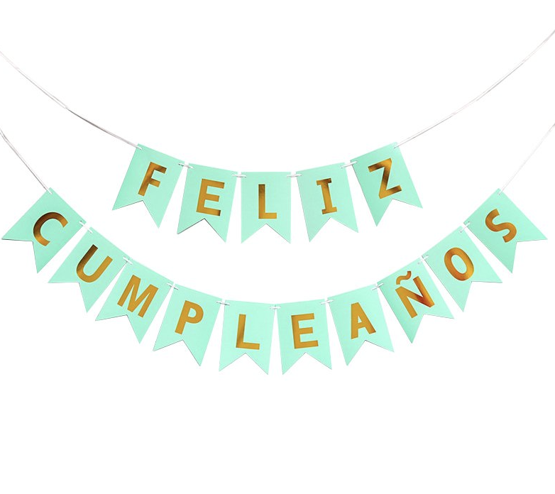 Banderín Feliz Cumpleaños Verde Agua